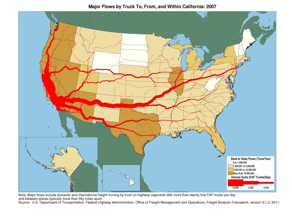 U.S. Truck Traffic Flows 2007 - Source: USDOG